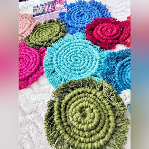 NEW [5pc] @soul_embellish Handwoven Macramé Coasters Furniture Savers Home Decor - Picture 10 of 16